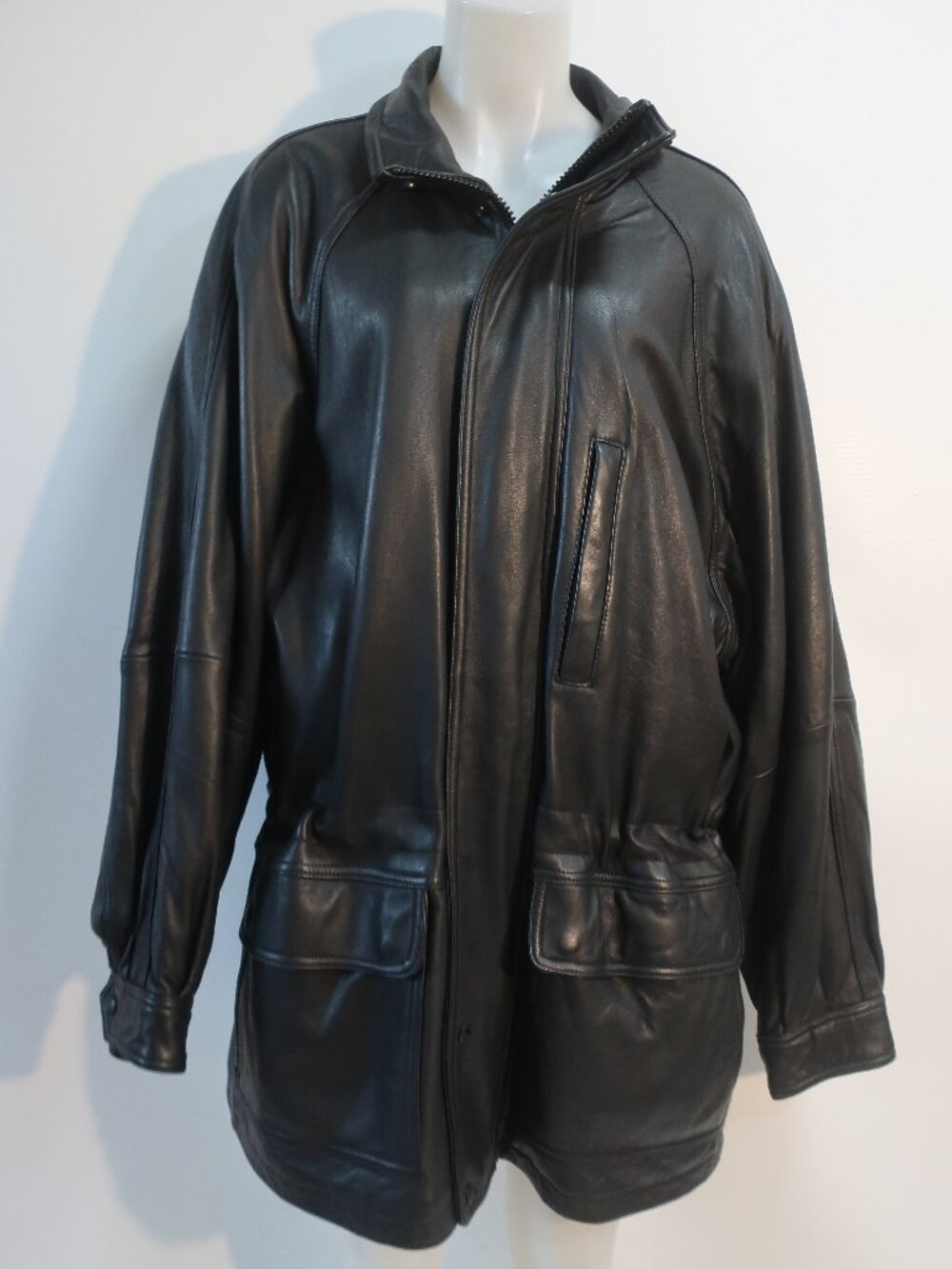 Mens Marc New York Black (Item- 16) Zip Snap Leather Coat Jacket XL